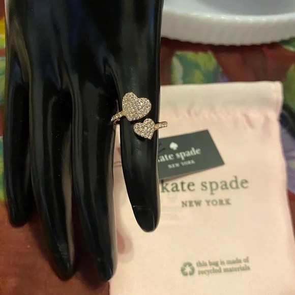 NEW- Kate Spade ♠️ New York Yours Truly Pave Heart Ring Size: 5 Rose Gold